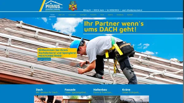 Website Screenshot: Primus GmbH Dachdecker und Spengler Meisterbetrieb - Primus GmbH - Dachdeckerei und Spenglerei Meisterbetrieb im Lavanttal, Wolfsberg, Kärnten - Date: 2023-06-15 16:02:34