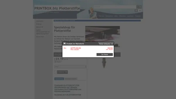 Website Screenshot: P.R.I.N.T.B.O.X. Clemens PRINTBOX.biz - PRINTBOX.biz Plotterstifte - Date: 2023-06-26 10:19:15