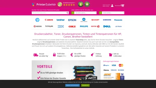 Website Screenshot: PrinterZubehoer.at - Druckerpatronen, Druckerzubehör, Toner, Tinte für HP, Canon, Brother - Date: 2023-06-15 16:02:34
