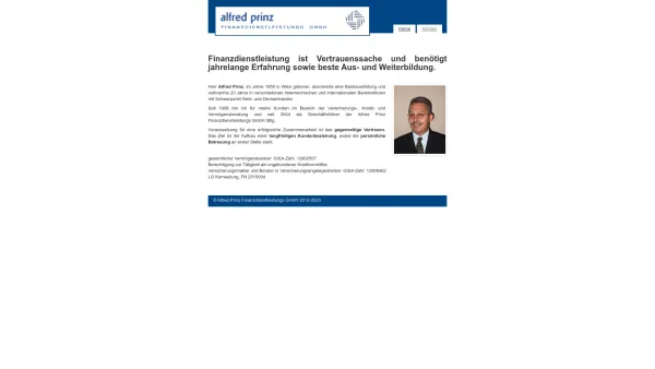 Website Screenshot: Alfred Prinz Finanzdienstleistungs GmbH - Alfred Prinz Finanzdienstleistungs GmbH - HOME - Date: 2023-06-14 10:37:29