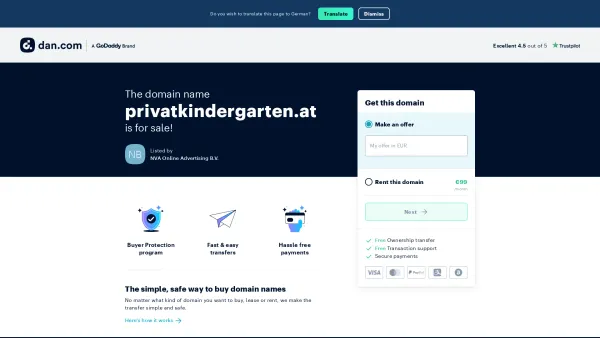 Website Screenshot: A.W. Privatkindergarten u Hort Privatkindergarten und Hort Sievering | Private Kindergarten and Child Minding Centre Sievering - The domain name privatkindergarten.at is available for rent - Date: 2023-06-14 10:44:34