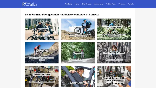 Website Screenshot: Pro-Bike Kreidl Hassler Probike Schwaz - Fahrradfachgeschäft mit Meisterwerkstätte - Probike Schwaz - Date: 2023-06-15 16:02:34