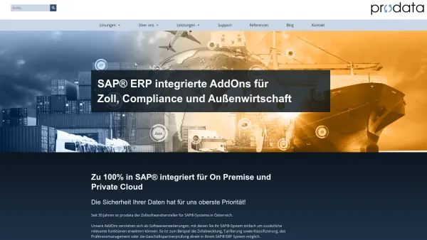 Website Screenshot: prodata Rechenzentrum und Informationstechnologie GmbH Index - prodata - SAP®-integrierte Add-on Software für Zoll und Außenhandel - Date: 2023-06-26 10:19:18