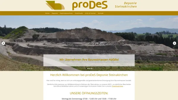 Website Screenshot: proDeS Deponie Steinakirchen GmbH - Prodes - Deponie Steinakirchen - Baurestmassen-Deponie bei Amstetten in Niederösterreich - Date: 2023-06-26 10:19:18