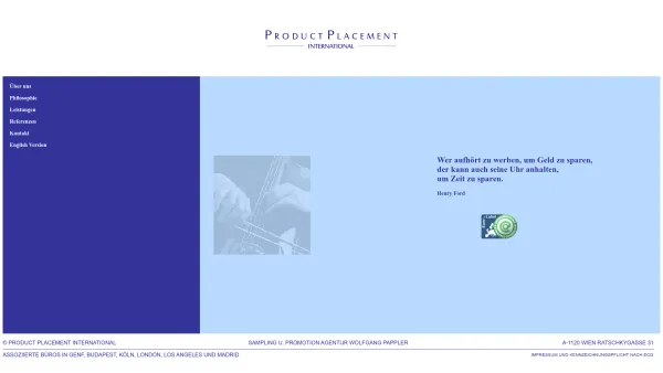 Website Screenshot: Prof. Ing. Wolfgang Product Placement International - Product Placement International - Date: 2023-06-26 10:19:18