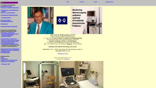 Website Screenshot: Informationen über den Internist Univ. Prof. Dr. Wolfram Reiterer - Startseite - Date: 2023-06-26 10:19:18