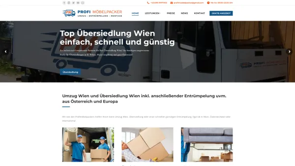 Website Screenshot: Profimöbelpacker - Umzug Wien und Übersiedlung Wien mit den Profimöbelpackern - Date: 2023-06-15 16:02:34