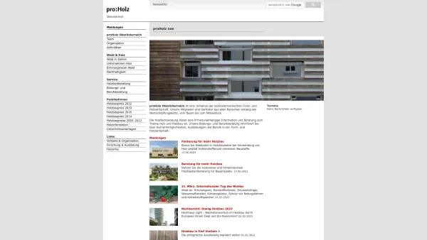 Website Screenshot: pro:Holz proHolz Oberösterreich - proHolz Oberösterreich: Initiative der oberösterreichischen Forst- und Holzwirtschaft - Date: 2023-06-26 10:19:21