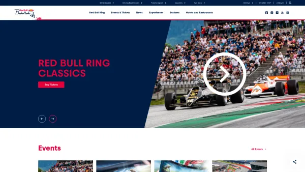 Website Screenshot: Projekt Spielberg GmbH & Co KG - Driving experiences, motorsport events & more at the Red Bull Ring - Date: 2023-06-14 10:44:35