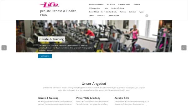 Website Screenshot: proLife Herzlich - proLife Fitness & Health Club - Date: 2023-06-26 10:19:21