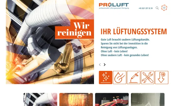Website Screenshot: PROLUFT Professionelle Lüftungssystemreinigungs-GmbH - Proluft.at - Date: 2023-06-26 10:19:21