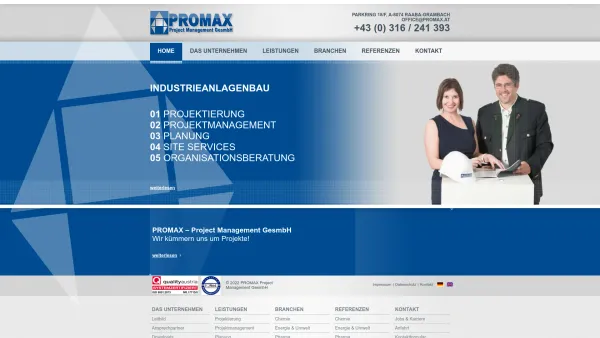 Website Screenshot: PROMAX Project Management GesmbH - PROMAX Project Management GesmbH - Date: 2023-06-26 10:19:21