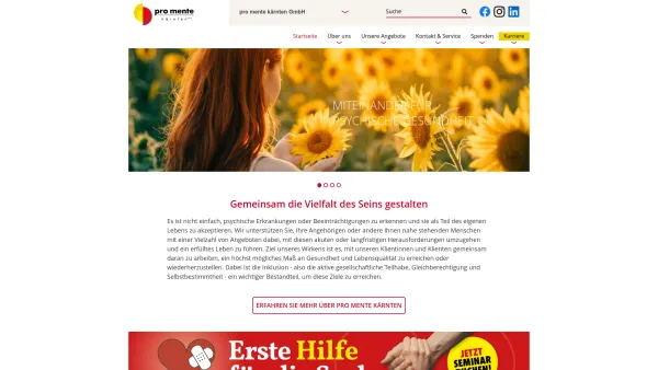 Website Screenshot: pro mente kärnten GmbH - Startseite - pro mente kärnten GmbH - Date: 2023-06-26 10:19:21