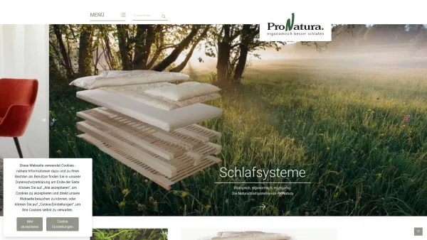 Website Screenshot: PRO NATURA - Natur Bio Schlafzimmermöbel & Bettsysteme - ProNatura - Date: 2023-06-26 10:19:24