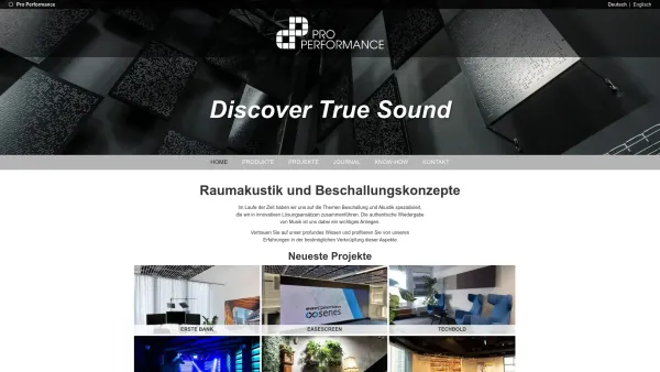 Website Screenshot: PRO PERFORMANCE - Raumakustik und Beschallungskonzepte aus Wien - Pro Performance - Date: 2023-06-26 10:19:24