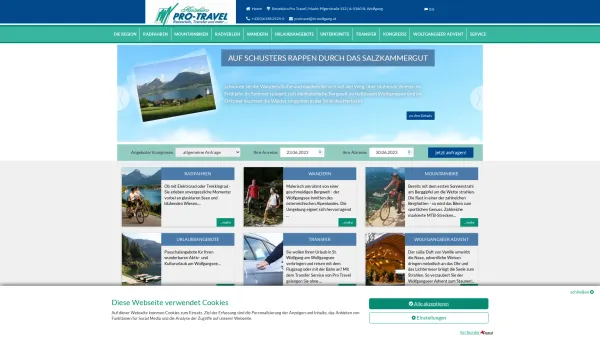 Website Screenshot: Reisebüro Pro Travel
Salzkammergut Incoming GmbH - Reisebüro Pro Travel, St. Wolfgang und Salzkammergut nahe Salzburg - Date: 2023-06-26 10:19:24