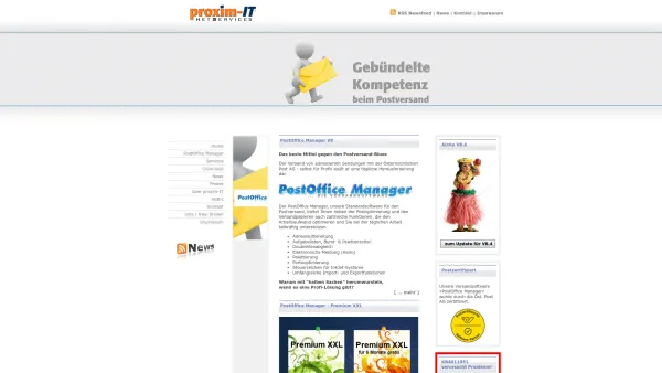 Website Screenshot: proxim-IT netServices - PostOffice Manager - Die Versandsoftware - Date: 2023-06-26 10:19:24