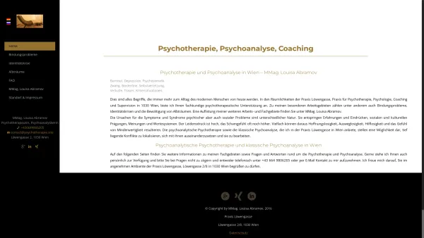 Website Screenshot: Praxis Löwengasse Mag. Louisa Abramov - Psychotherapie, Psychoanalyse, Selbsterfahrung, Coaching, Wien - Date: 2023-06-26 10:19:27