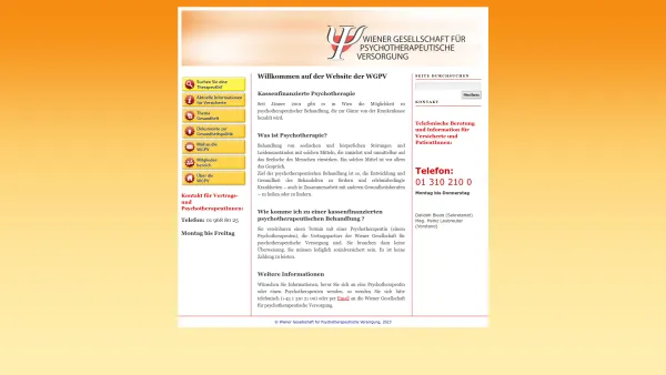 Website Screenshot: Informationsstelle f Psychotherapie des Wiener Gesellschaft für psychotherapeutische Versorgung - — Wiener Gesellschaft für Psychotherapeutische Versorgung - Date: 2023-06-26 10:19:27