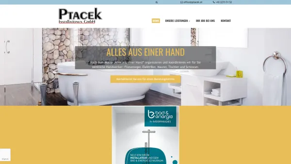 Website Screenshot: Gottfried Firma Ptacek Installationen- - Ihr Installateur in Königstetten bei Tulln - Date: 2023-06-26 10:19:27