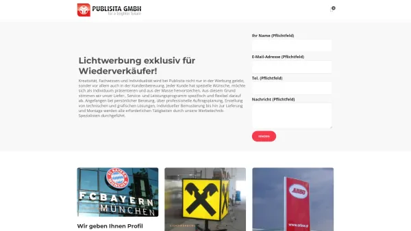 Website Screenshot: Publisita - Publisita GmbH – Lichtwerbung exklusiv für Wiederverkäufer! - Date: 2023-06-15 16:02:34