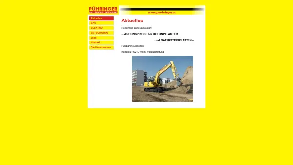 Website Screenshot: Pühringer Bau und Installatins GmbH - Aktuelles  - Puehringer Bau, Elektro, Entsorgung - Date: 2023-06-15 16:02:34