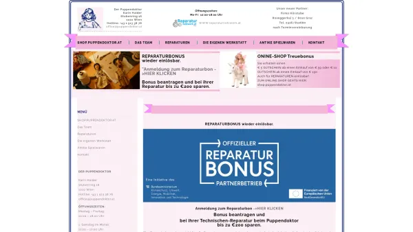 Website Screenshot: Karin Puppendoktor - Der Puppendoktor Wien – Geht nicht! Gibts nicht! - Date: 2023-06-26 10:19:30