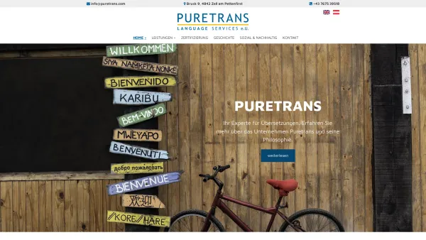 Website Screenshot: PURETRANS Language Services e.U. - Die Spezialisten für Übersetzungen in Österreich - PURETRANS - Date: 2023-06-26 10:26:39