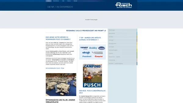 Website Screenshot: Wohnwagen Pusch die Nr. 1 in Österreich beim Verkauf von Wohnwagen Reisemobilen Anhängern Zelten und Zubehör. Mit Marken wie Hobby - Home - Pusch Wohnwagen - Date: 2023-06-26 10:19:30