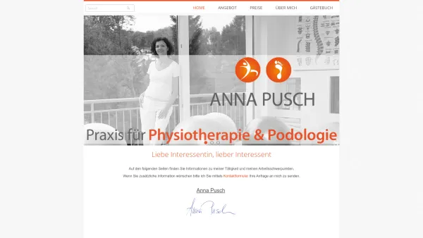 Website Screenshot: Anna Pusch Diplom Physiotherapeutin - Home - Date: 2023-06-14 10:44:37
