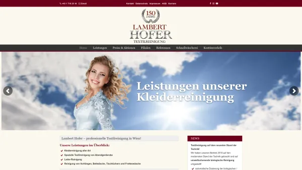 Website Screenshot: BAGE Putzerei - Lambert Hofer – Putzerei Bage GesmbH - Date: 2023-06-26 10:19:30