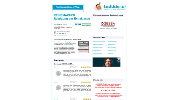 Website Screenshot: Putzteufel Reinigungs GmbH - Reinigungsfirmen Wien - Reinigungsfirmen Bewertungen und Tipps für Wien, Österreich - bestlister.at - Date: 2023-06-15 16:02:34