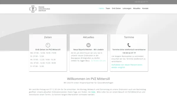 Website Screenshot: PVZ Mittersill, Primär Versorgungs Zentrum - PVZ Mittersill - Date: 2023-07-04 11:49:08