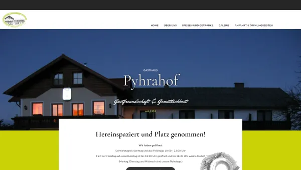 Website Screenshot: Gasthaus Der Pyhrahof Niederoesterreich bei Feistritz Gloggnitz - Home | Gasthaus Pyhrahof - Date: 2023-06-26 10:19:32