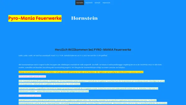 Website Screenshot: PYRO-MANIA Feuerwerke - Pyro-Mania Feuerwerke - Startseite - Date: 2023-06-26 10:19:31
