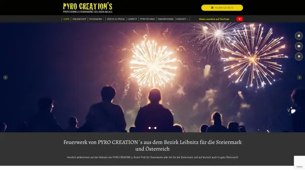 Website Screenshot: PYRO CREATION's Karl Gnaser Adam - Feuerwerk und Pyrotechnik | Leibnitz, Graz, Steiermark - Date: 2023-06-26 10:19:32