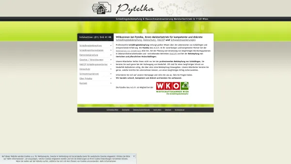 Website Screenshot: Pytelka GesmbH Schädlingsbekämpfung Meisterbetrieb - Pytelka Schädlingsbekämpfung, Holzschutz, HACCP & Hausschwammsanierungen in Wien & NÖ - Date: 2023-06-15 16:02:34