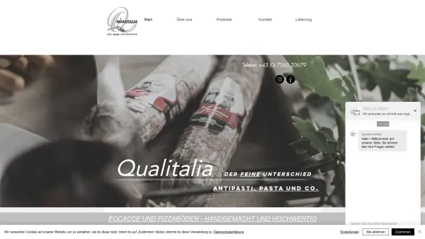 Website Screenshot: Qualitalia - Großhandel, Italien, Qualitalia GmbH, Pasta, regional,Feinkost,Österreichweit - Date: 2023-06-26 10:19:32