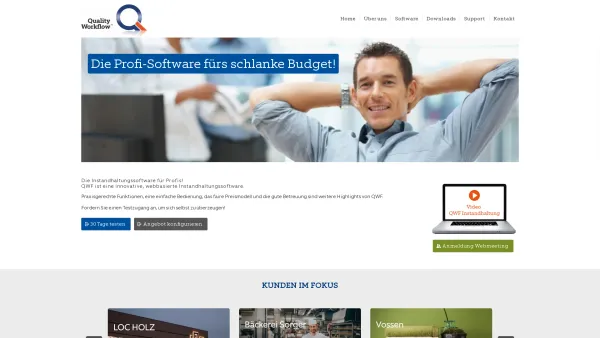 Website Screenshot: Quality Workflow GmbH - QWF Instandhaltung die Instandhaltungssoftware aus Österreich - Date: 2023-06-26 10:19:32