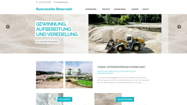 Website Screenshot: Quarzwerke Österreich Quarzsand Fugensand Quarzkies Filtersand Fugensand - Quarzwerke Österreich GmbH - Date: 2023-06-26 10:19:32