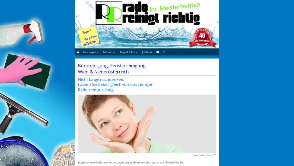 Website Screenshot: Büroreinigung Wien Rado Gebäudereinigung - Büroreinigung, Fensterreinigung - Wien und Niederösterreich - Date: 2023-06-26 10:19:35