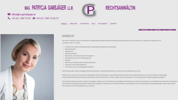 Website Screenshot: Rechtsanwältin Mag. Patrycja Gamsjäger LL.M. - Rechtsanwältin in Wien | Mag. Patrycja Gamsjäger LL.M. - Date: 2023-06-26 10:26:41