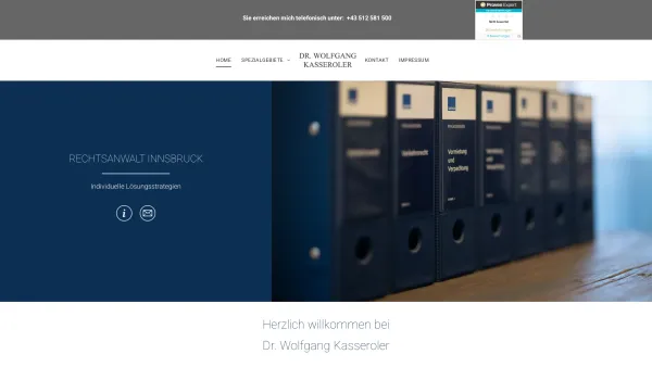 Website Screenshot: Dr. Kasseroler Wolfgang - Rechtsanwalt in Innsbruck - Dr. Wolfgang Kasseroler - Date: 2023-06-26 10:19:35