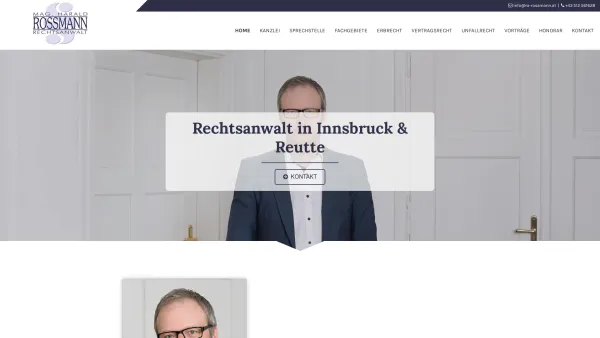 Website Screenshot: Rechtsanwaltskanzlei Mag. Harald Rossmann - Rechtsanwalt in Innsbruck & Reutte - Erfahrener Anwalt - Date: 2023-06-26 10:19:35