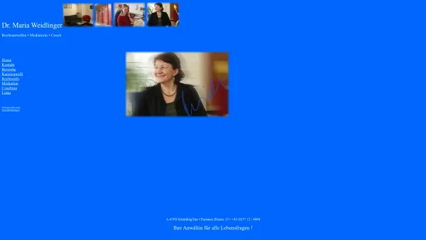 Website Screenshot: Dr. Maria Weidlinger RechtsanwältI MediatorI Coach - Dr. Maria Weidlinger • Rechtsanwältin I Mediatorin I Coach - Date: 2023-06-26 10:19:35