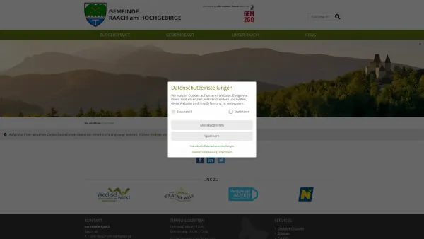 Website Screenshot: Gemeindeamt Raach am Raach am Hochgebirge - Raach am Hochgebirge - Wechselland - Startseite - Date: 2023-06-26 10:19:35