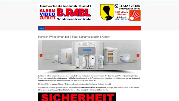 Website Screenshot: Schlüsselzentrale B.Rabl - Rabl Sicherheitstechnik GmbH in Villach, Kärnten - Aufsperrdienst, Alarmanlagen - Date: 2023-06-26 10:19:35