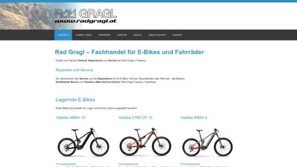 Website Screenshot: Oliver RAD GRAGL Frastanz c) 2004 - Fahrrad & Rad Shop Vorarlberg - Rad Gragl Frastanz - Date: 2023-06-14 10:44:40