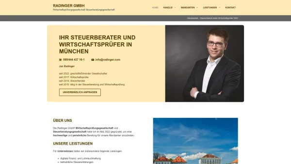 Website Screenshot: Rudolf und Fritz Radinger Nfg. Radinger Gesellschaft m.b.H. Co. radinger - Ihr Steuerberater/Wirtschaftsprüfer aus München | Radinger GmbH - Date: 2023-06-26 10:19:38