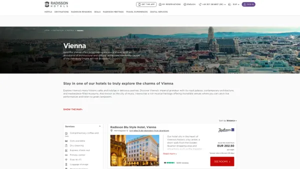 Website Screenshot: Radisson Blu Palais Hotel - Explore hotels in Vienna, Austria | Radisson Hotels - Date: 2023-06-26 10:19:38